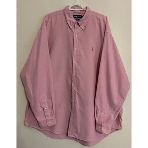 VTG Polo Ralph Lauren Shirt Mens Large Pink Distressed Worn 80s Preppy XXL